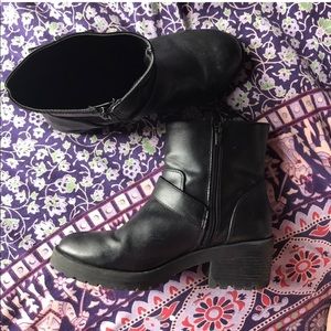 black combat boots
